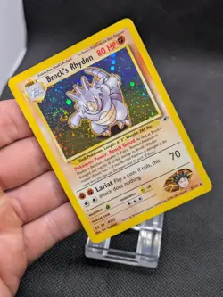 Pokemon Card Brock's Rhydon 2/132 Holo Rare Gym Heroes WOTC SWIRL LP-NM - Image 2