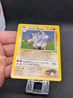 Pokemon Card Brock's Rhydon 2/132 Holo Rare Gym Heroes WOTC SWIRL LP-NM - Image 3