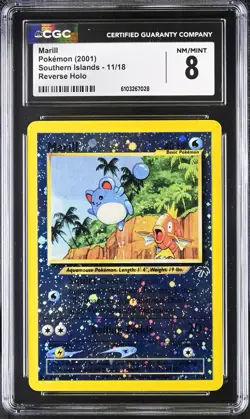 CGC 8 Marill 2001 Southern Islands 11/18 Reverse Holo Pokemon Card NM/MINT psa - Image 1