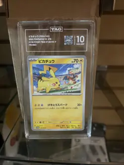 TAG 10 GEM MINT Japanese Pokemon 2024 PIKACHU 197/SV-P Gym Event PROMO - Image 1