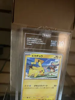 TAG 10 GEM MINT Japanese Pokemon 2024 PIKACHU 197/SV-P Gym Event PROMO - Image 2