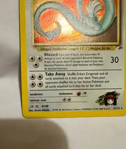 Pokemon TCG Erika's Dragonair 4/132 Gym Heroes Holo LP - Image 5