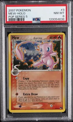 2007 POKEMON POP SER 5 #3 MEW-HOLO PSA 8 - Image 1