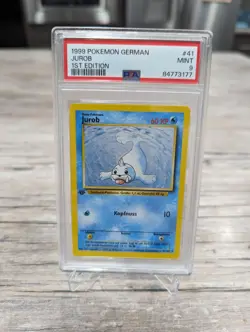 Pokemon Karte Jurob 1 Edition Base Set Deutsch WOTC 1999 1st Edition PSA 9 - Image 1