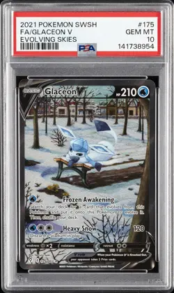 2021 POKEMON SWORD & SHIELD EVOLVING SKIES #175 FULL ART/GLACEON V PSA 10 - Image 1