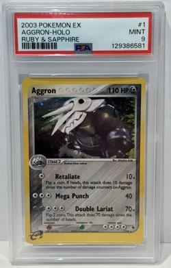 2003 Pokemon EX Aggron Holo Ruby & Sapphire PSA 9 Mint - Image 1