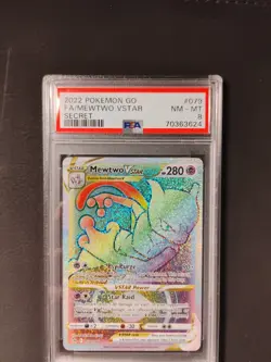 2022 Pokemon Go Mewtwo VSTAR Full Art Secret Card PSA 8 NM-MT #79 - Image 1