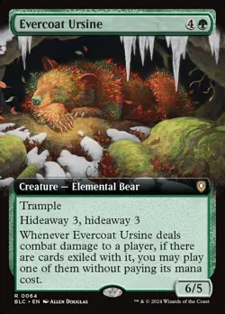 MTG BLC: Evercoat Ursine (Creature Elemental Bear) Extended Art Rare 064 - Image 1