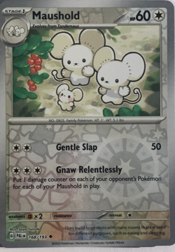 Pokemon TCG Paldea Evolved Reverse Holographic Maushold 168/193 Near Mint - Image 1