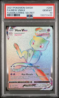 2021 POKEMON SWORD & SHIELD FUSION STRIKE SECRET #268 FULL ART/MEW VMAX PSA 10 - Image 1