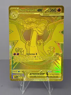 Mega Charizard X ex Gold Hyper Rare 130/094 Pokemon Phantasmal Flames - NM - Image 1