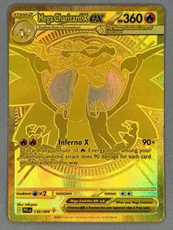 Mega Charizard X ex Gold Hyper Rare 130/094 Pokemon Phantasmal Flames - NM - Image 3
