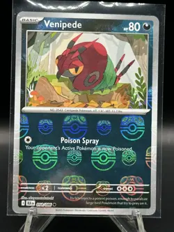 Venipede 054/086 (Master Ball Pattern) Pokemon Tcg Sv: Black Bolt Holo English - Image 1