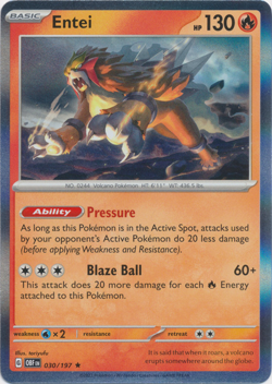 Entei 030/197 Obsidian Flames Pokemon TCG Holo Rare - Image 1