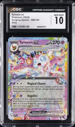 2024 POKEMON SURGING SPARKS - HOLO #086/191 SYLVEON EX CGC 10 GEM MINT - Image 1