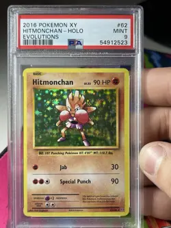 2016 Pokemon XY Evolutions 62/108 Hitmonchan Holo PSA 9 Mint - Image 1