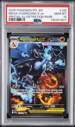 2025 POKEMON PFL EN-PHANTASMAL FLAMES #125 MEGA CHARIZARD X EX PSA 10 - Image 1