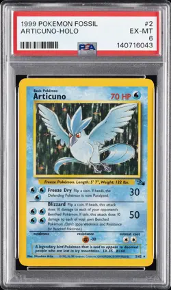 1999 POKEMON FOSSIL #2 ARTICUNO-HOLO PSA 6 - Image 1