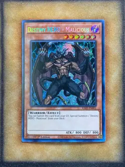 Yugioh Destiny HERO - Malicious RA03-EN001 Secret Rare 1st Ed NM - Image 1