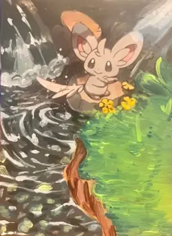 Minccino custom art pokemon card full art painted LP/Lightly Played - Image 1
