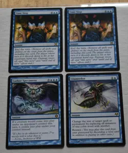 MTG 4x Rare Blue Instant Time Stop, Gather Specimens, Glamerdye - Image 1