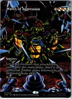 Waves of Aggression (Borderless) Mythic Rare MtG Teenage Mutant Ninja Turtles - Image 1