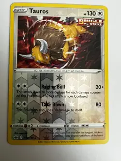 2021 POKEMON CHILLING REIGN TAUROS 115/198 REVERSE HOLO (RARE) - Image 1