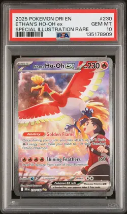 2025 POKEMON DRI EN-DESTINED RIVALS #230 ETHAN'S HO-OH EX PSA 10 - Image 1