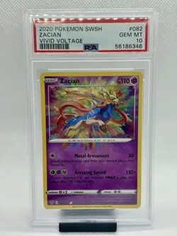 2020 Pokemon Sword & Shield - Vivid Voltage Zacian #082/185 PSA 10 GEM MT - Image 1