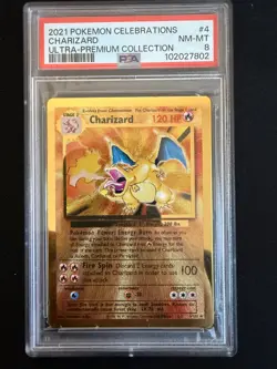 PSA 8 Gold Metal Charizard Pokemon Celebrations Ultra Premium Collection UPC #4 - Image 1