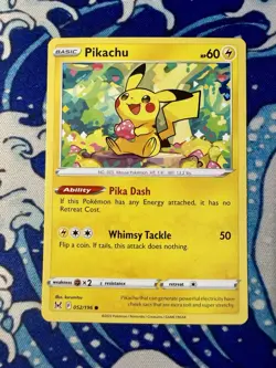 Pokemon TCG Pikachu Sword & Shield Lost Origin 052/196 Cute Single Card NM ⚡ - Image 1