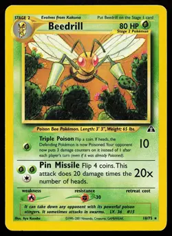 Beedrill 18/75 Rare Neo Discovery Pokemon Card - Image 1