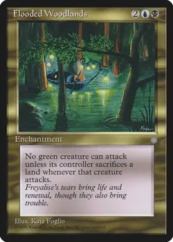 Flooded Woodlands NM/M Ice Age Multicolor Enchantment Mtg Magic English Regular - Image 1