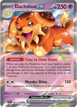 Pokemon TCG Dachsbun ex Stellar Crown 067/142 Holo Ultra Rare - Image 1