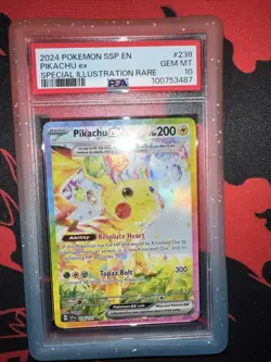 2024 POKEMON SSP EN-SURGING SPARKS SPECIAL ILLUSTRATION RARE PIKACHU EX PSA 10 - Image 1