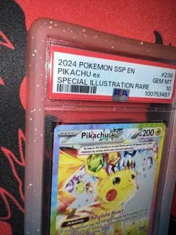 2024 POKEMON SSP EN-SURGING SPARKS SPECIAL ILLUSTRATION RARE PIKACHU EX PSA 10 - Image 3