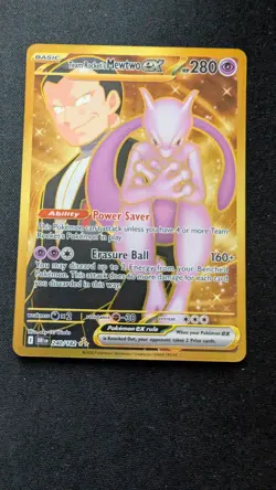 Team Rocket's Mewtwo ex 240/182 Destined Rivals Pokemon Gold Hyper Rare NM - Image 1