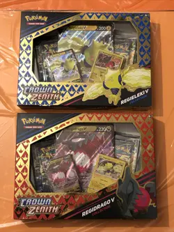 Pokemon TCG Crown Zenith Regidrago V & Regieleki V Collection Boxes (Set of 2) - Image 1