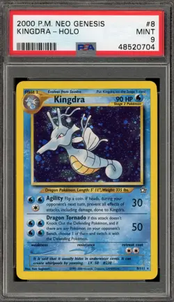 Pokemon Kingdra Neo Genesis Unlimited Holo Rare #8 PSA 9 Mint - Image 1