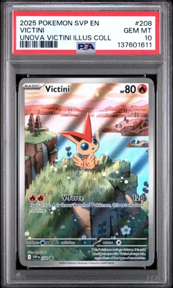 2025 POKEMON SVP EN-SV BLACK STAR PROMO #208 VICTINI ILLUSTRATION RARE PSA 10 - Image 1