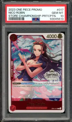 Nico Robin One Piece 2023 Promo Japanese OP01-017 PSA 10 *Scratched Case* - Image 1