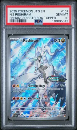 Pokemon Card N's Reshiram 167/159 Enhanced Booster Box Topper PSA 10 *1 - Image 1