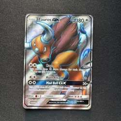 Tauros GX 144/149 Sun & Moon Full Art Ultra Rare Holo Pokemon Card Near Mint - Image 1
