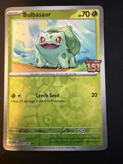 Bulbasaur 001/165 Scarlet & Violet 151 Stamped Promo Card (Best Buy) - Image 1