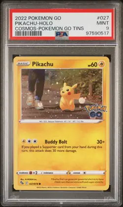 2022 POKEMON GO #027 PIKACHU COSMOS HOLO PSA 9 PGO #27 - Image 1