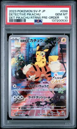 2023 POKEMON JPN SV-P PROMO #098 DETECTIVE PIKACHU PSA 10 - Image 1