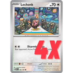 4X Pokemon TCG Lechonk 181/197 S&V Obsidian Flames Regular Playset 2023 NM - Image 1