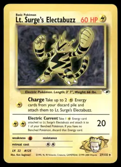Pokemon Cards Lt. Surge's Electabuzz 27/132 Unlimited Gym Heroes WOTC Rare LP - Image 1