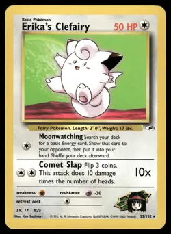 Pokemon Cards Erika's Clefairy 25/132 Unlimited Gym Heroes WOTC Rare LP - Image 1