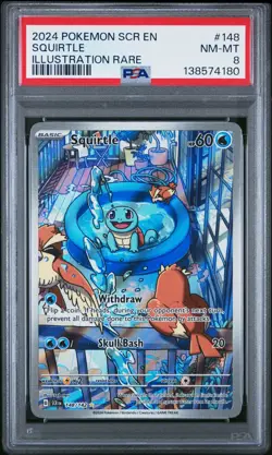 Squirtle #148 Pokemon Stellar Crown PSA 8 - Image 1